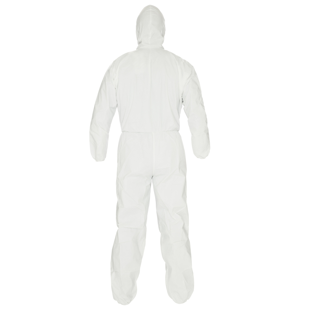 KleenGuard™ A40 Reflex™ Liquid & Particle Protection Coveralls (47999), Respirator Fit Hood, Storm Flap Zip Front, Elastic Waist, Wrists & Ankles with Thumb Loops, White, 3XL, 25  - 47999