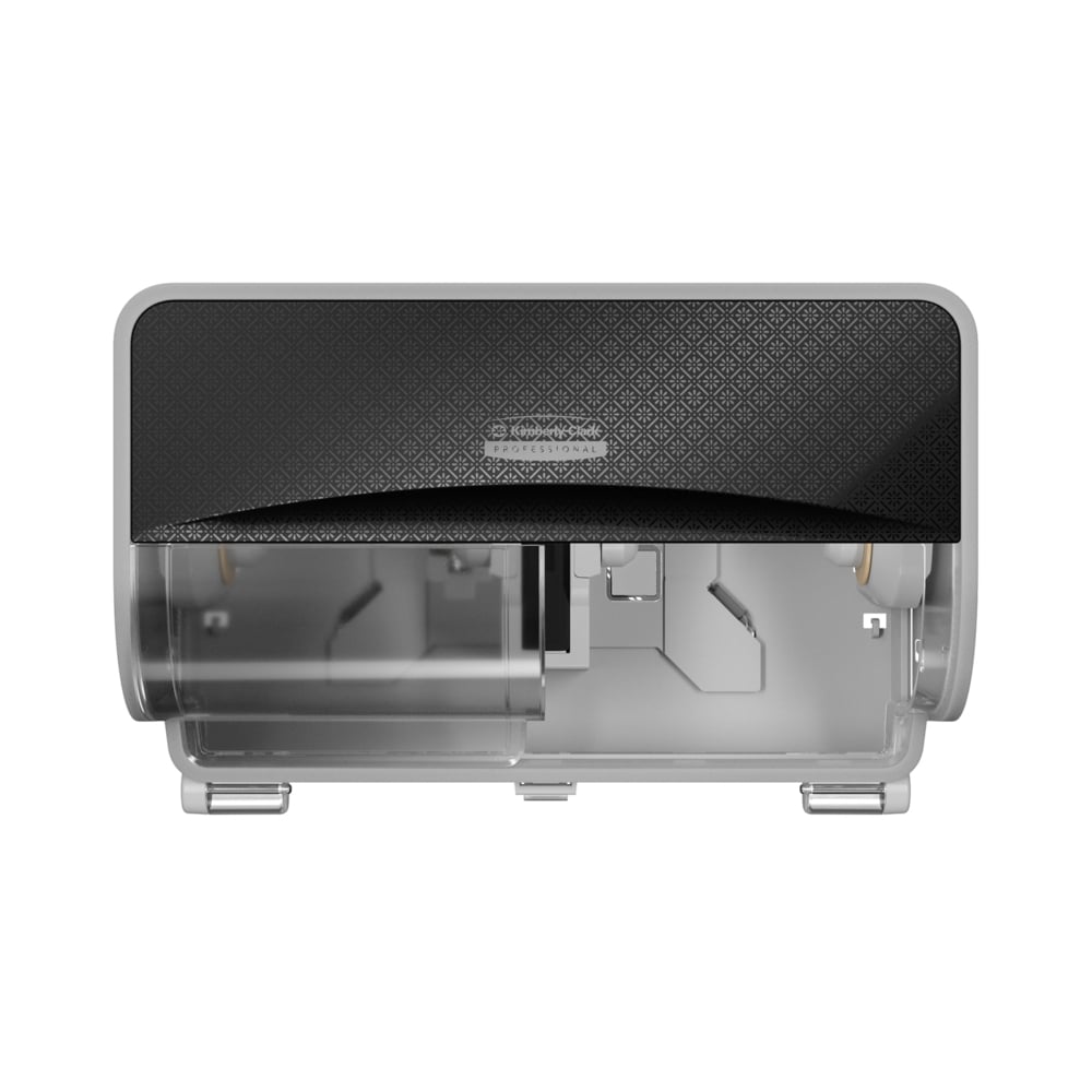 Kimberly-Clark Professional™ ICON™ Coreless Standard Roll Horizontal Toilet Paper Dispenser 2 Roll (58722), with Black Mosaic Design Faceplate, 7.9" x 12.4" x 6.42" (Qty 1) - 58722