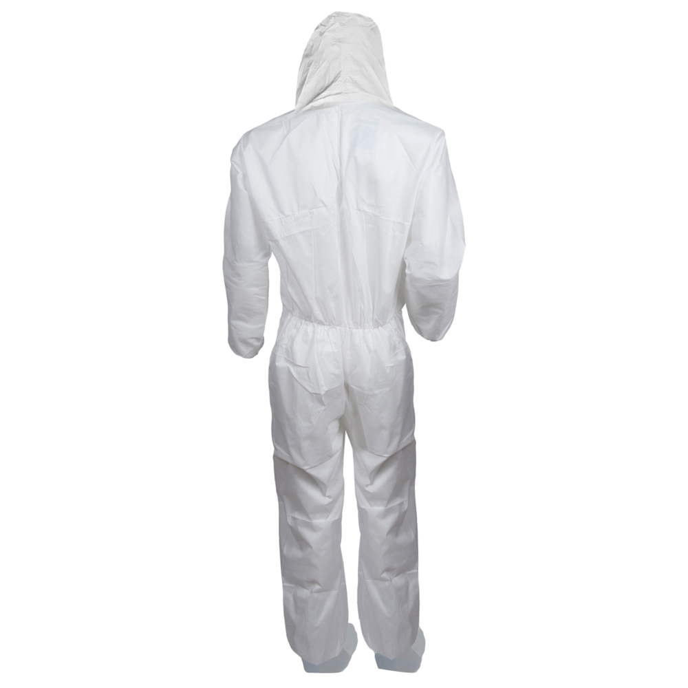 KleenGuard™ A30 Breathable Splash and Particle Protection Coveralls (48966), REFLEX Design, Hood, New Skid-Resistant Boots, Zip Front, Boots, Elastic Wrists, White, 3XL, 21 / Case - 48966