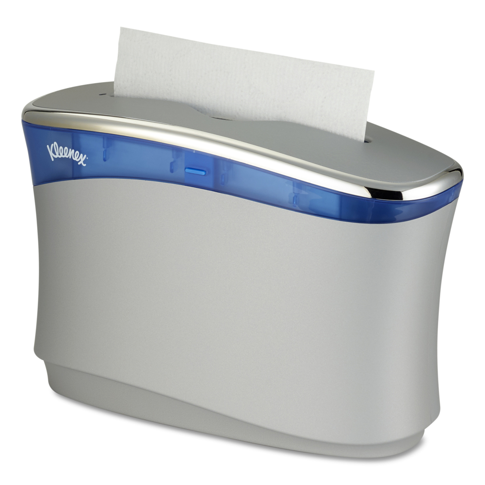 Distributrice d'essuie-mains de comptoir Kleenex Reveal (51904), 13,3 po x 9 po x 5,2 po, convient à certains essuie-mains pliés Kleenex, gris doux, 1/caisse - 51904
