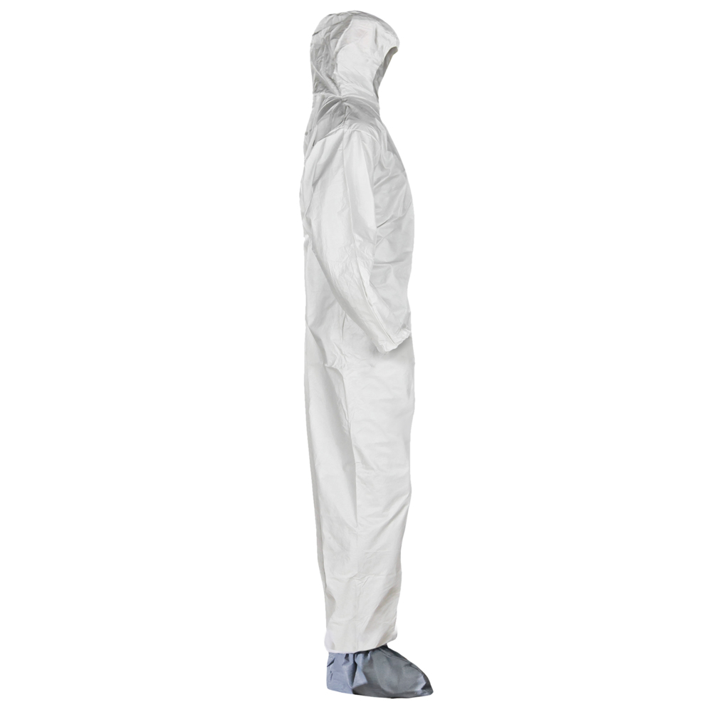 KleenGuard™ A30 Breathable Splash and Particle Protection Coveralls (48966), REFLEX Design, Hood, New Skid-Resistant Boots, Zip Front, Boots, Elastic Wrists, White, 3XL, 21 / Case - 48966