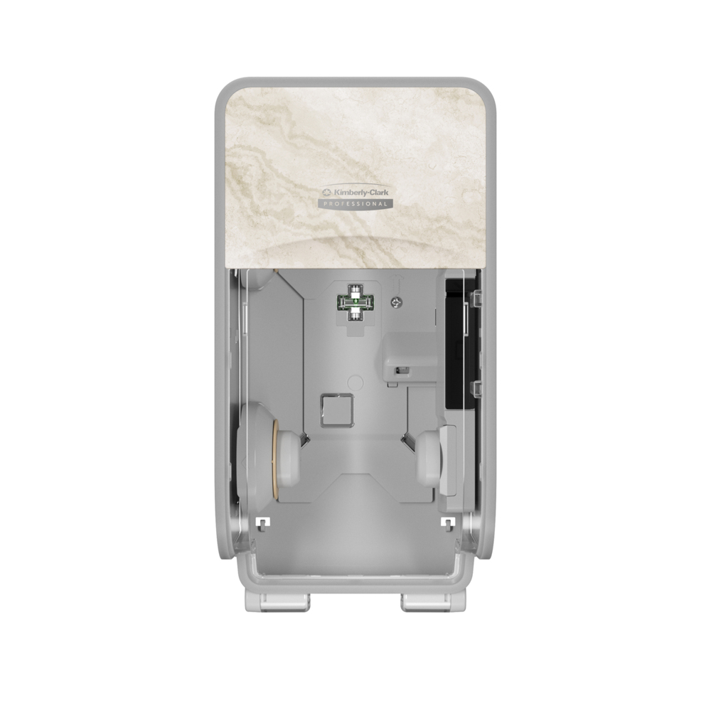 Kimberly-Clark Professional™ ICON™ Coreless Standard Roll Vertical Toilet Paper Dispenser 2 Roll (58741), with Warm Marble Design Faceplate, 12.95" x 6.5" x 6.35" (Qty 1) - 58741