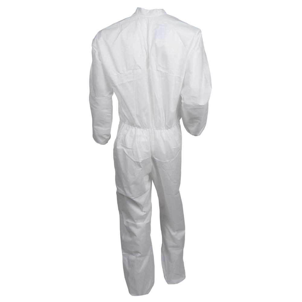 KleenGuard™ A30 Breathable Splash and Particle Protection Coveralls (46003), REFLEX Design, Zip Front, Open Wrists & Ankles, White, Large, (Qty 25) - 46003