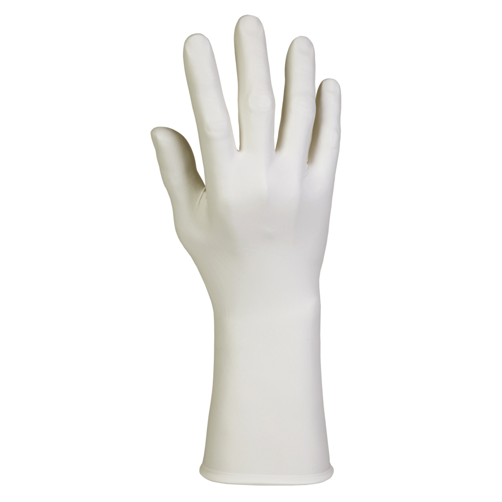 Gants en nitrile blanc Kimtech G3 (56886), pour les salles blanches de classe 4 ISO ou supérieures, très grande adhérence, ambidextres, 12 po, TG, emballage double, 100/sac, 10 sacs, 1 000 gants/caisse - 56886