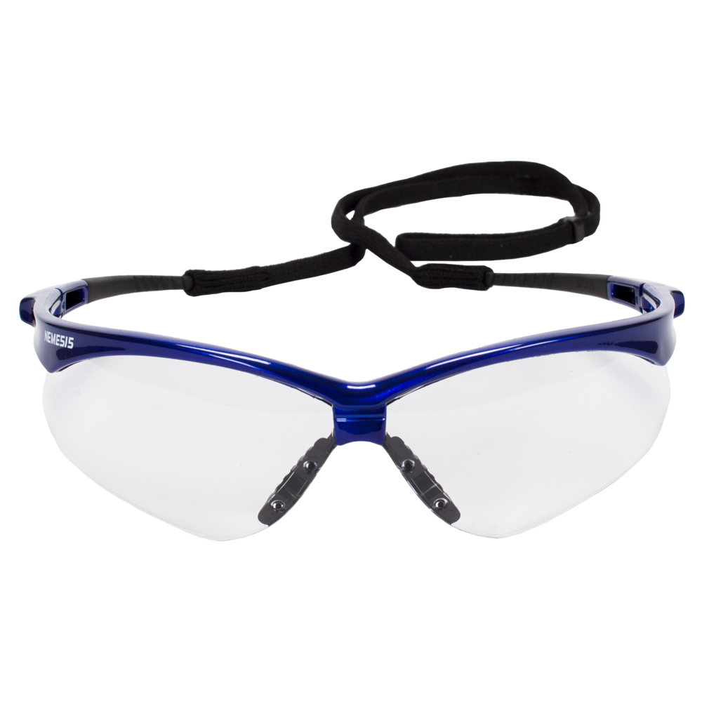 KleenGuard™ Nemesis™ Safety Glasses (47384), with KleenVision™ Anti-Fog Coating, Clear Lenses, Metallic Blue Frame, Unisex for Men and Women (Qty 12) - 47384