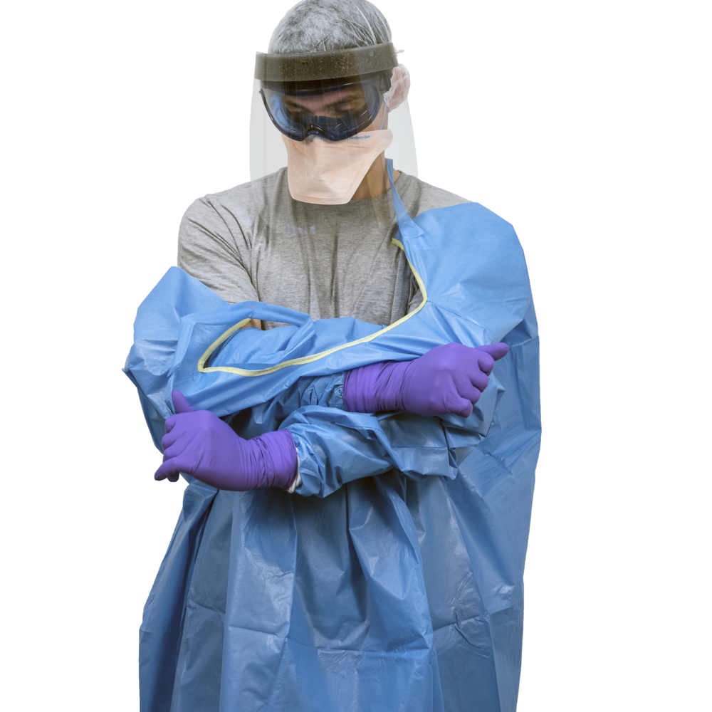 Kimtech A7 Certified Liquid Barrier Gown (47994), Splash Protection, Low Lint, Blue, 2XL, 100 / Case, 10 Bags, 10 Gowns / Bag - 47994