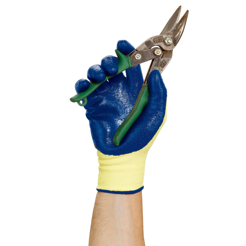 KleenGuard™ G60 Level 2 Nitrile Coated Cut Resistant Gloves (98231), Blue & Yellow, Medium (8), 60 Pairs/ Case, 5 Bags of 12 Pairs - 98231