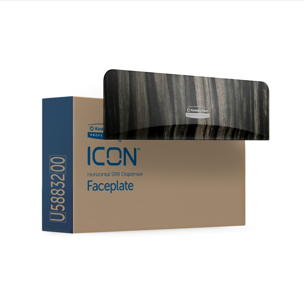 Kimberly-Clark Professional™ ICON™ Faceplate (58832), Ebony Woodgrain Design, for Coreless Standard Roll Toilet Paper Dispenser 2 Roll Horizontal; 1 Faceplate per Case - 58832
