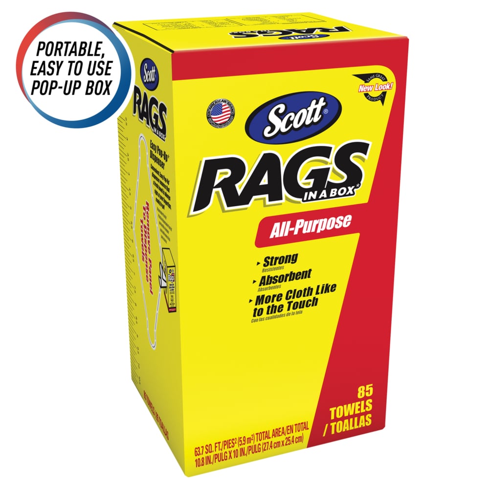 Scott® Rags On A Roll™ (75230), White, 55 Towels/Roll, 30 Rolls/Case, 1,650 Towels/Case - 52782