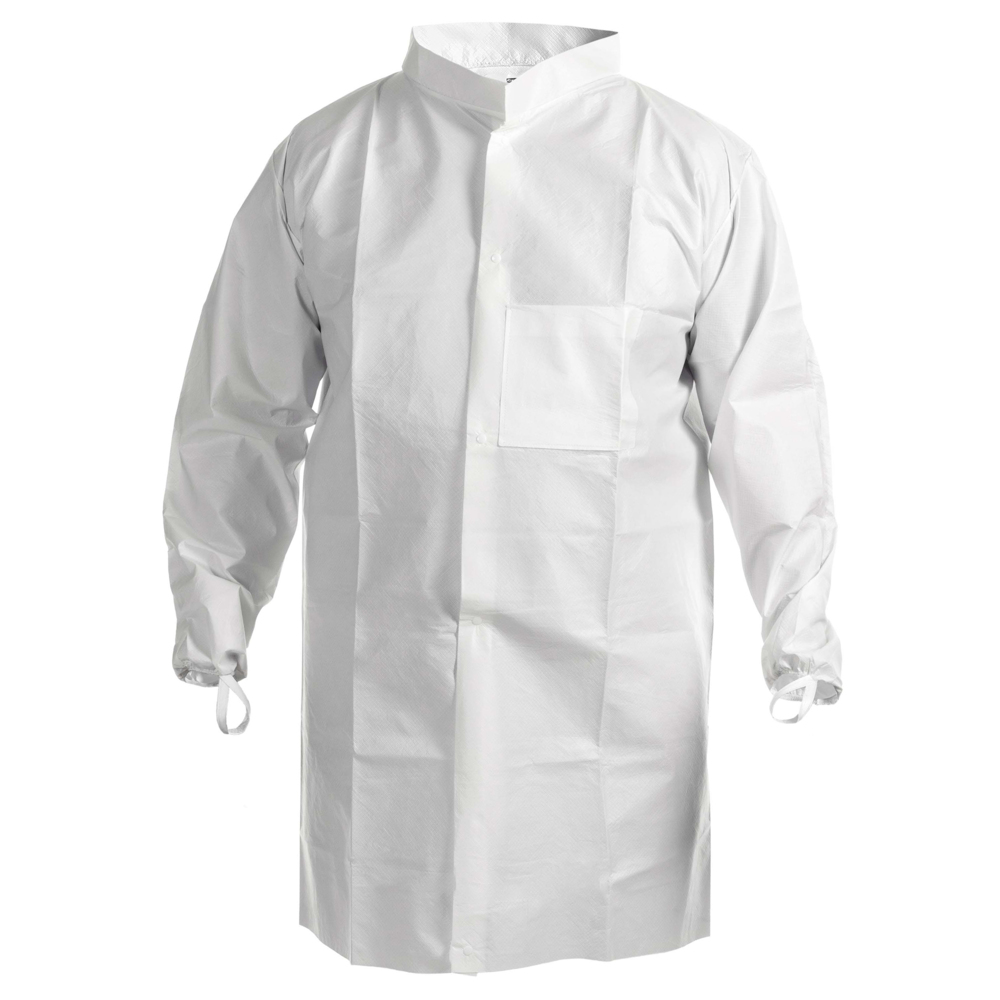 Kimtech™ A7 Cleanroom Lab Coat (47655), High Collar, Thumb Loops, Splash Protection, Anti-Static, Double Bag, 2XL, 30 / Case - 47655