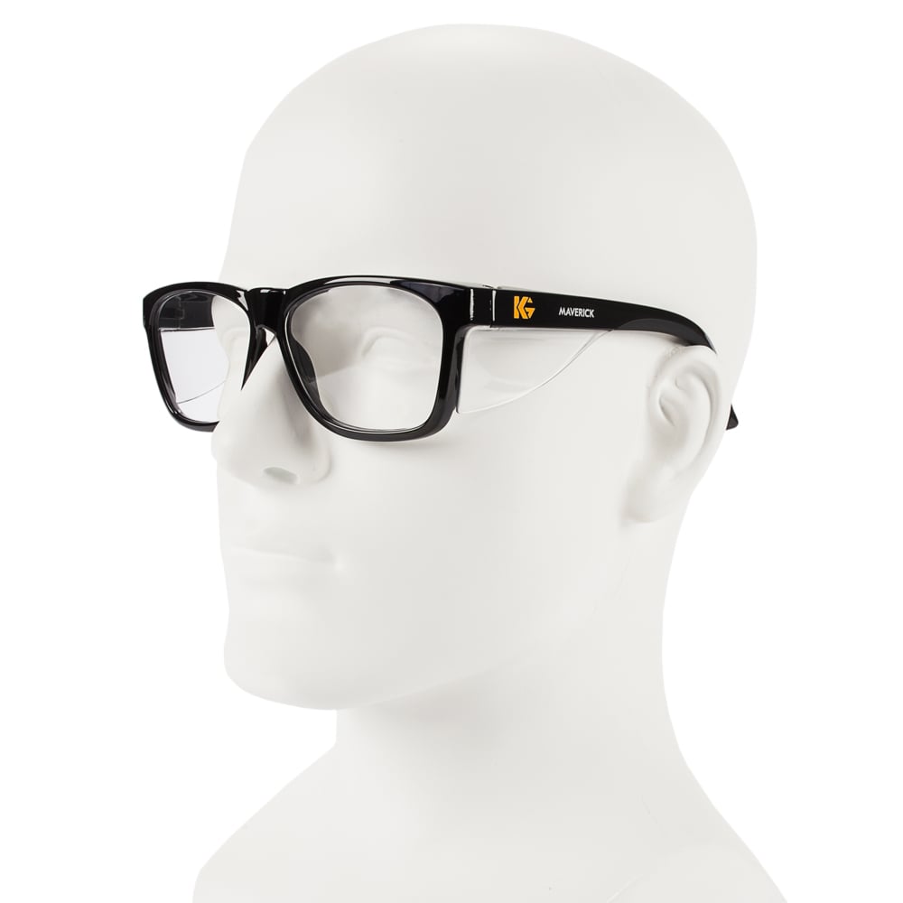 Protection des yeux Maverick de KleenGuard, (49309), verres antibuée transparents avec monture noire, 12 paires/caisse - 49309