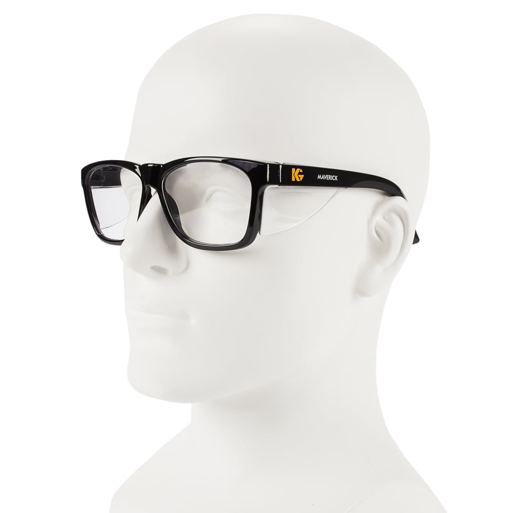 Lunettes de sécurité KleenGuard™ V30 Maverick™ (49309), lentilles transparentes avec revêtement antibuée KleenVision™, monture noire, lunettes unisexes (12 paires/caisse) - 49309