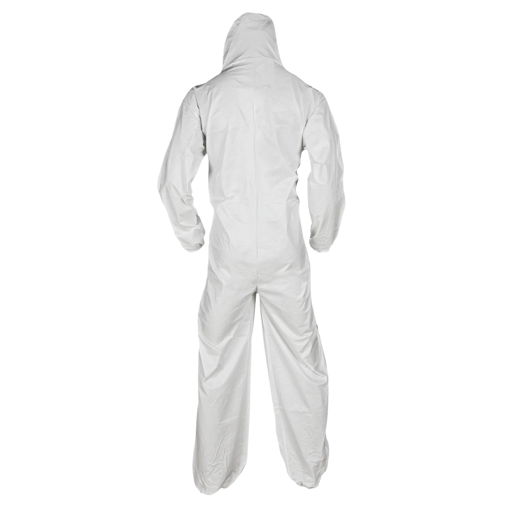 KleenGuard™ A20 Breathable Particle Protection Hooded Coveralls (49123), REFLEX Design, Zip Front, Hood, Boots, White, Large, 24 / Case - 49123