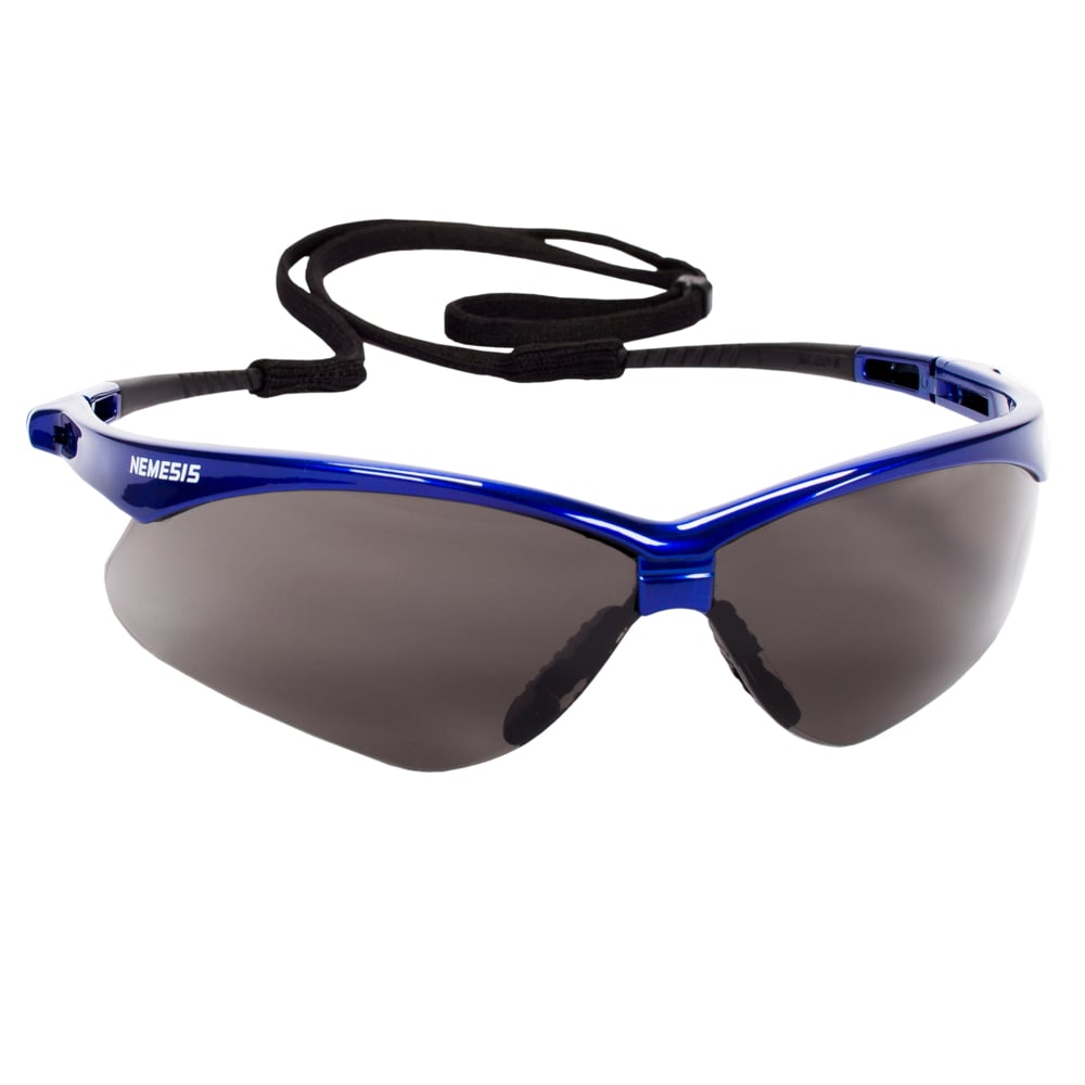 KleenGuard™ V30 Nemesis™ Safety Glasses (47387), Smoke Lenses with KleenVision™ Anti-Fog coating, Metallic Blue Frame, Unisex Eyewear for Men and Women (12 Pairs/Case) - 47387