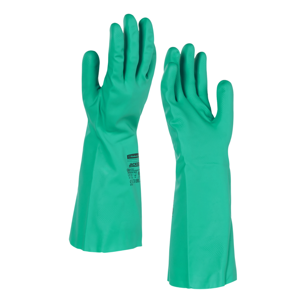 KleenGuard™ G80 Nitrile Chemical Resistant Gloves (94446), Green, Medium (8), 13” Long, 15 Mil, 60 Pairs/ Case, 5 Packs of 12 Pairs - 94446