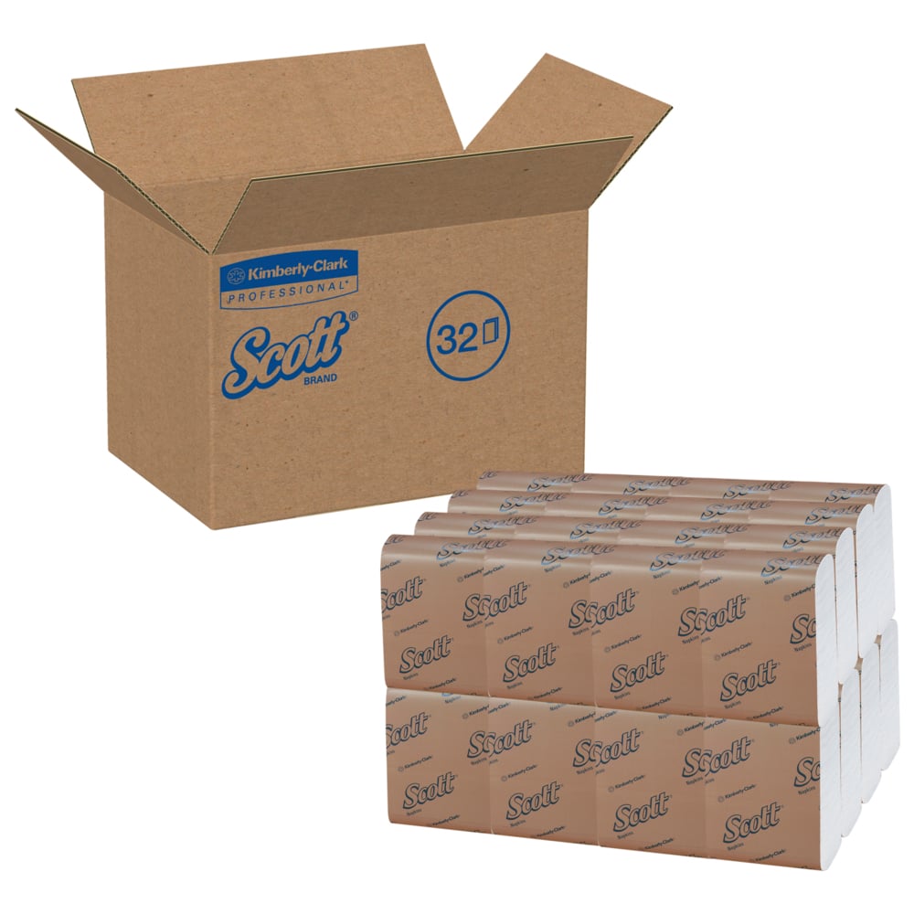 Scott® Low Fold Paper Napkins (98720), Disposable, Snack-Sized, 1-Ply, 32 Packs of 250 Beverage Napkins (8,000 / Case) - 98720