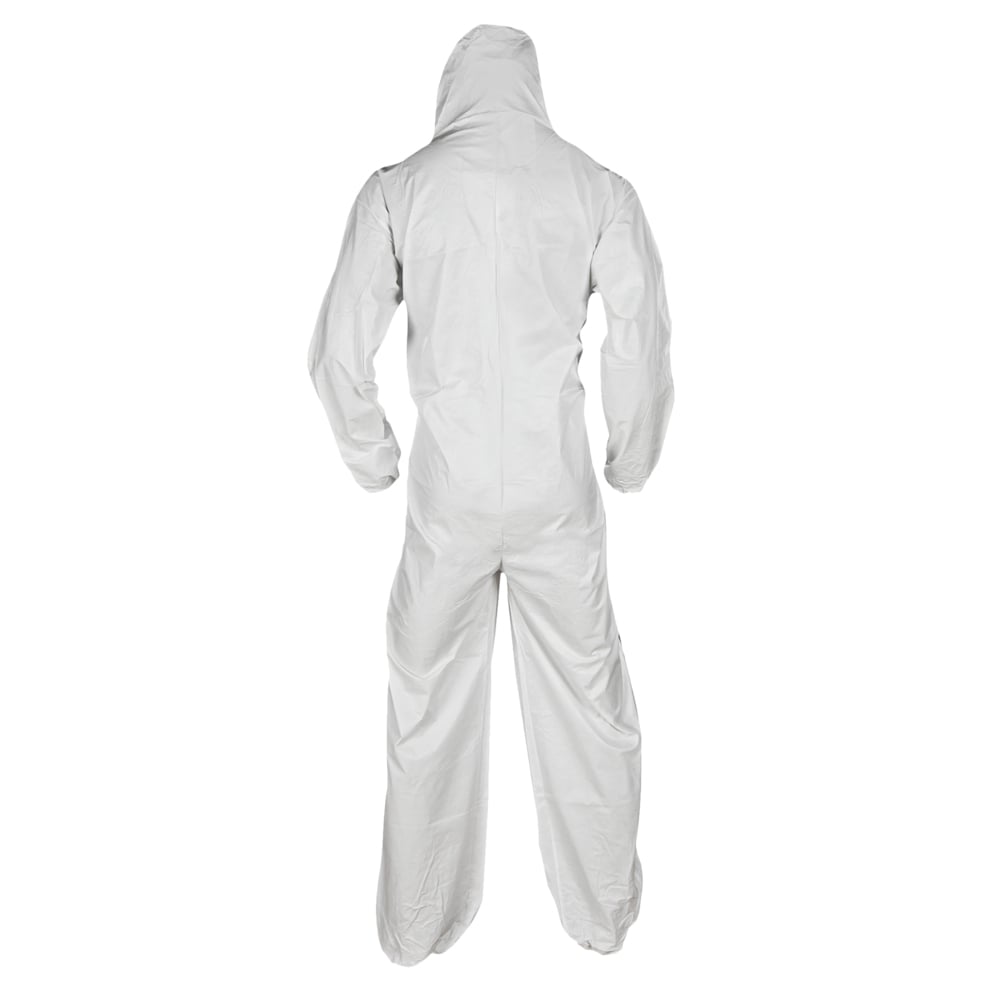 KleenGuard™ A20 Breathable Particle Protection Hooded Coveralls (49125), REFLEX Design, Zip Front, Hood, Boots, White, 2XL, 24 / Case - 49125