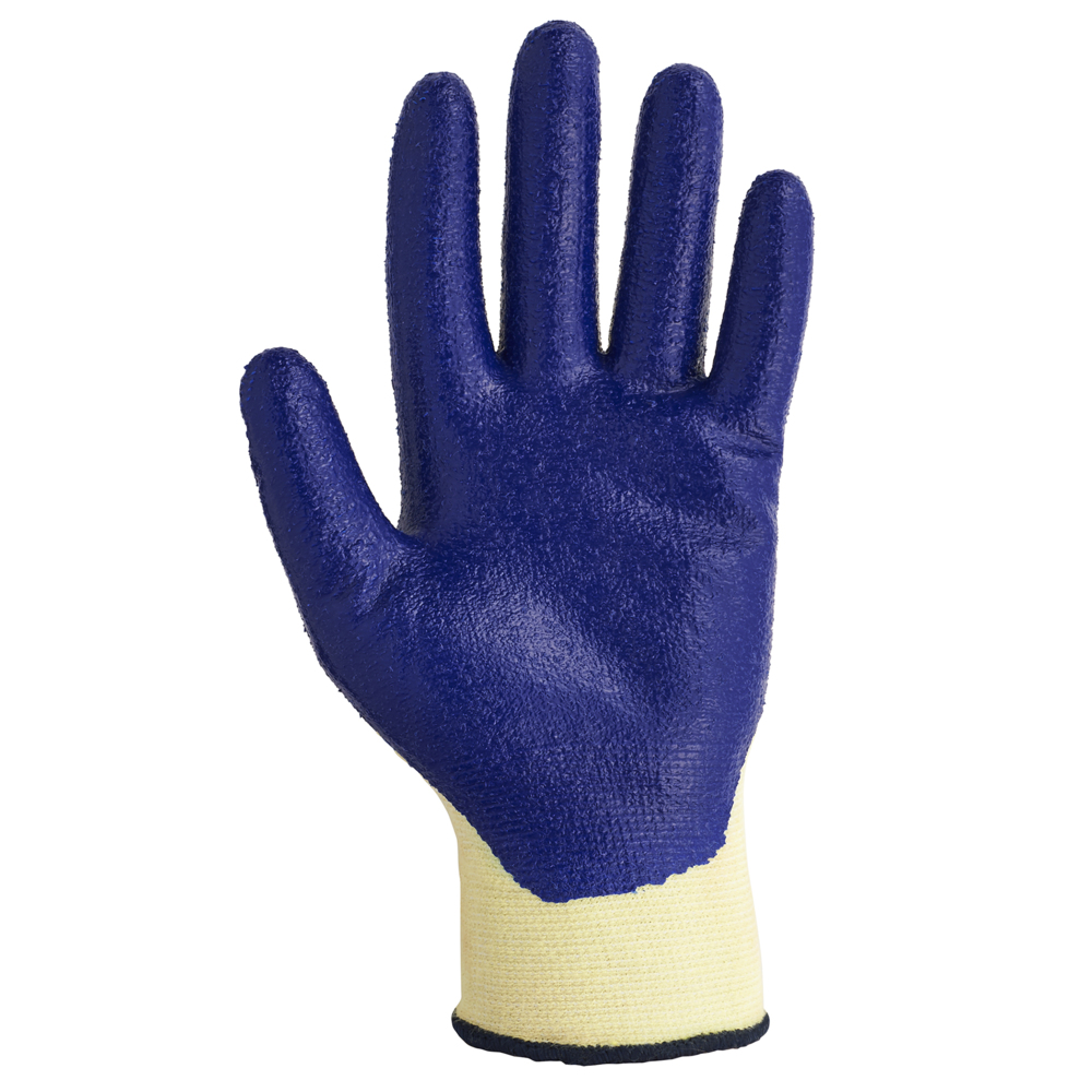 KleenGuard™ G60 Level 2 Nitrile Coated Cut Resistant Gloves (98231), Blue & Yellow, Medium (8), 60 Pairs/ Case, 5 Bags of 12 Pairs - 98231