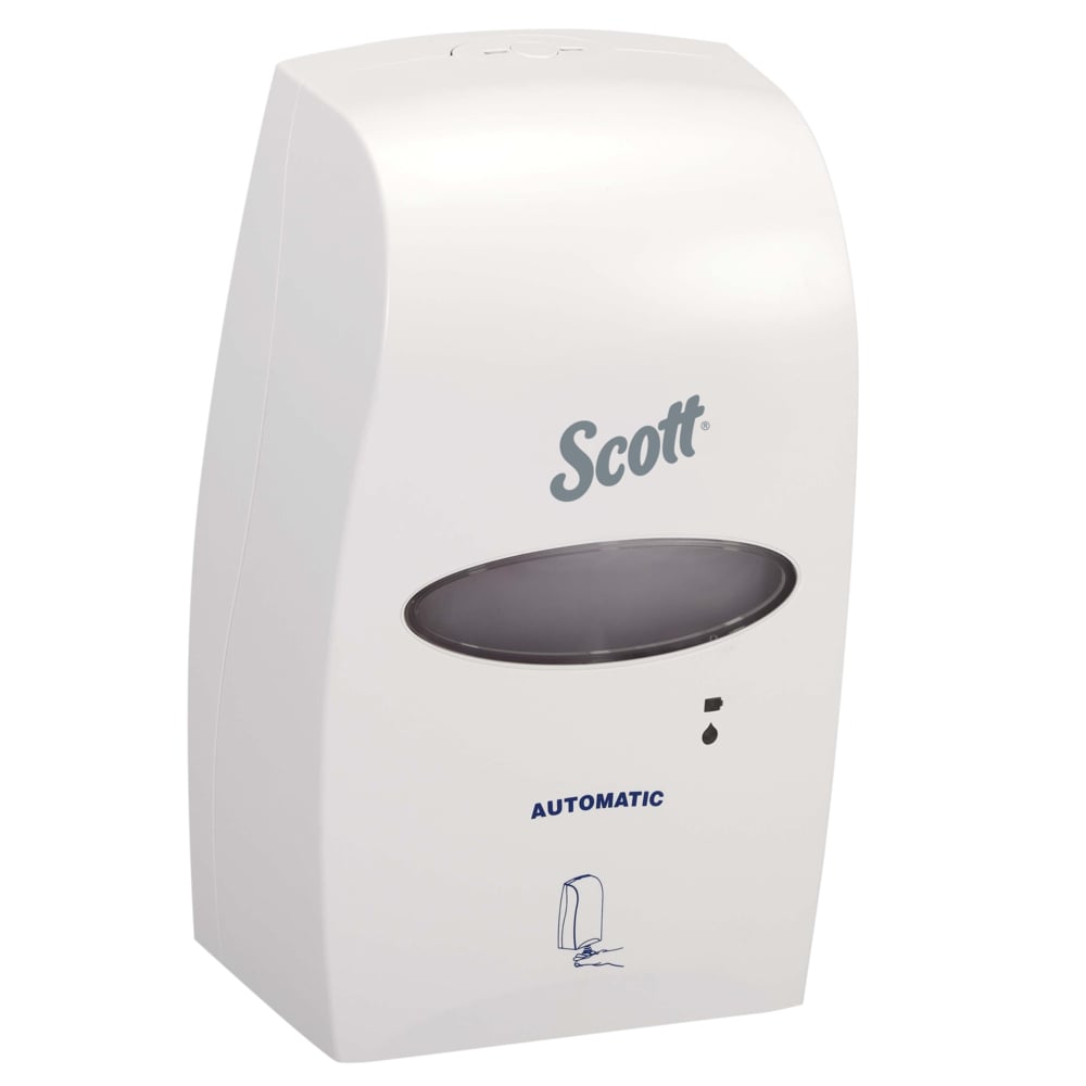 Distributrice électronique de savon à mains Scott® Essential™ (92147), blanche, 18,41 cm x 29,21 cm x 10,16 cm (7,25 po x 11,5 po x 4,0 po) (qté 1) - 92147