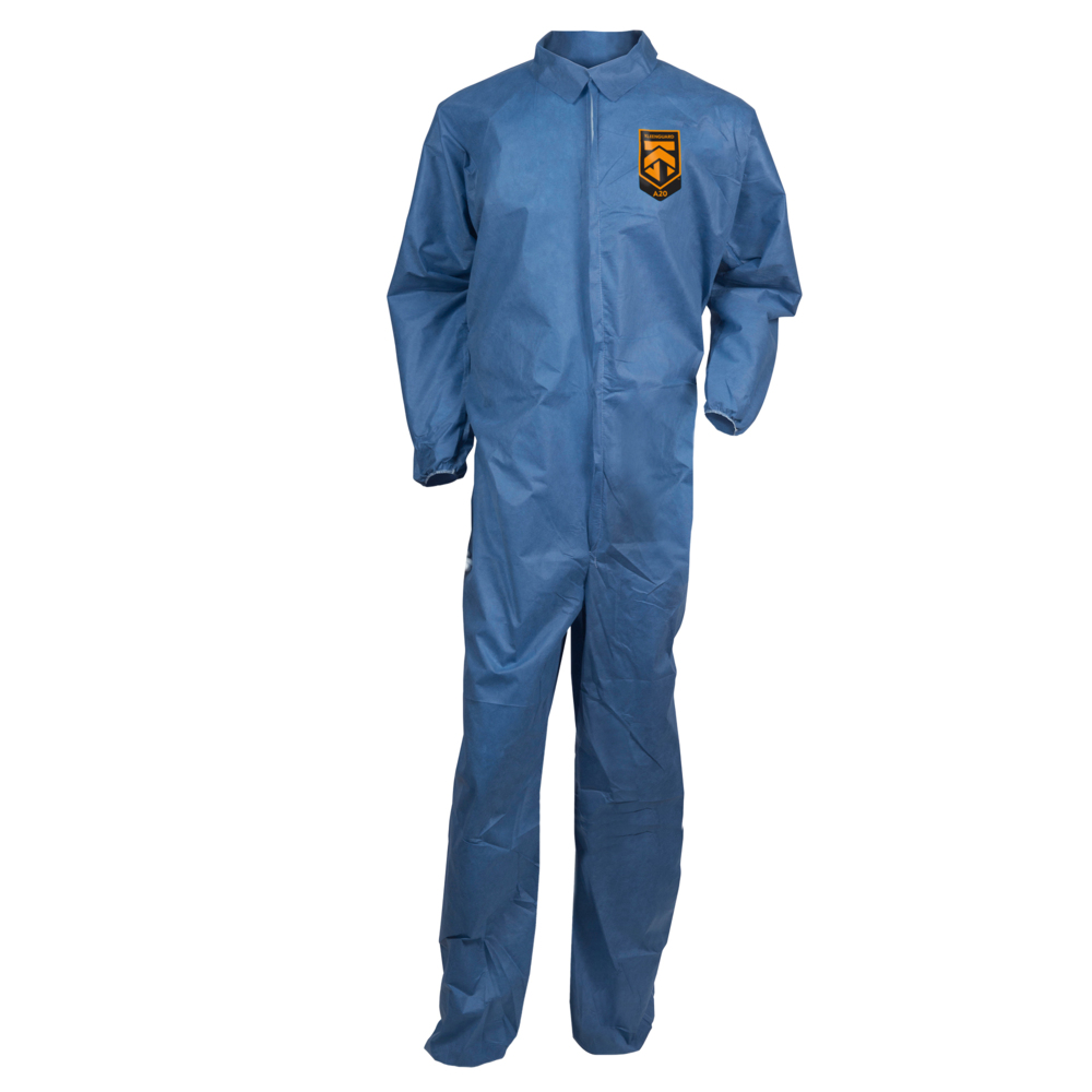 KleenGuard™ A20 Breathable Particle Protection Coveralls (58507), Zipper Front, Elastic Back, Wrists & Ankles, Blue, Reflex Design, 4XL (Qty 20) - 58507