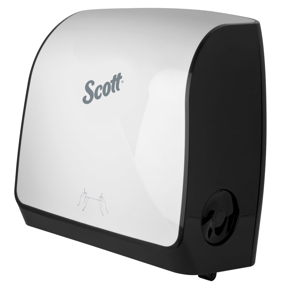 Scott® Slimroll™ Manual Towel Dispenser (47071), White, for Scott® Pink Core Towels, 12.65" x 13.02" x 7.18" (Qty 1) - 47071