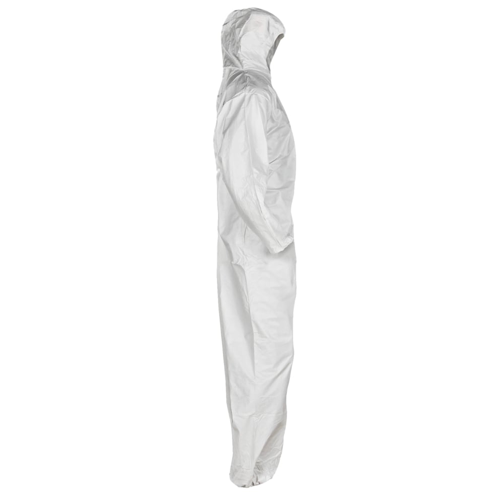KleenGuard™ A30 Breathable Splash & Particle Protection Coveralls (46113), Zipper Front, Elastic Back, Wrists, Ankles & Hood, White, Reflex Design, Large (Qty 25) - 46113