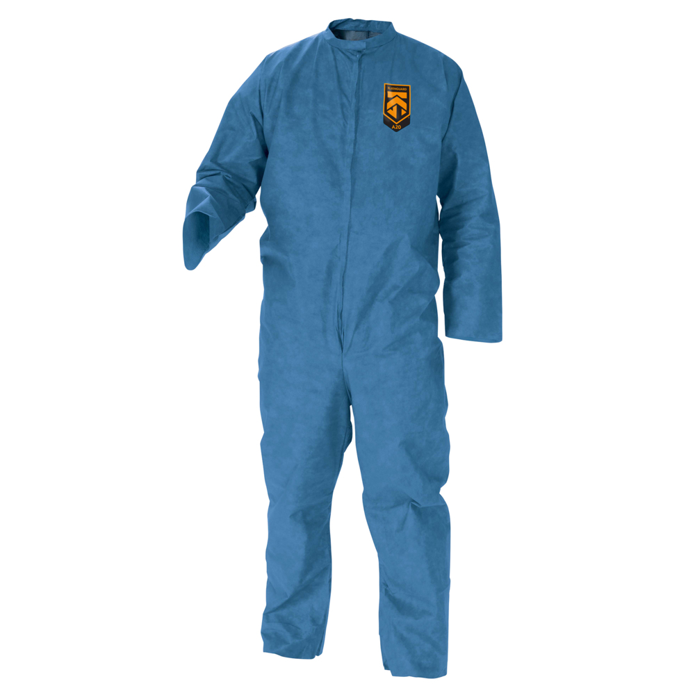 KleenGuard™ A20 Breathable Particle Protection Coveralls (58535), REFLEX Design, Zip Front, Blue, 2XL, 24 / Case - 58535