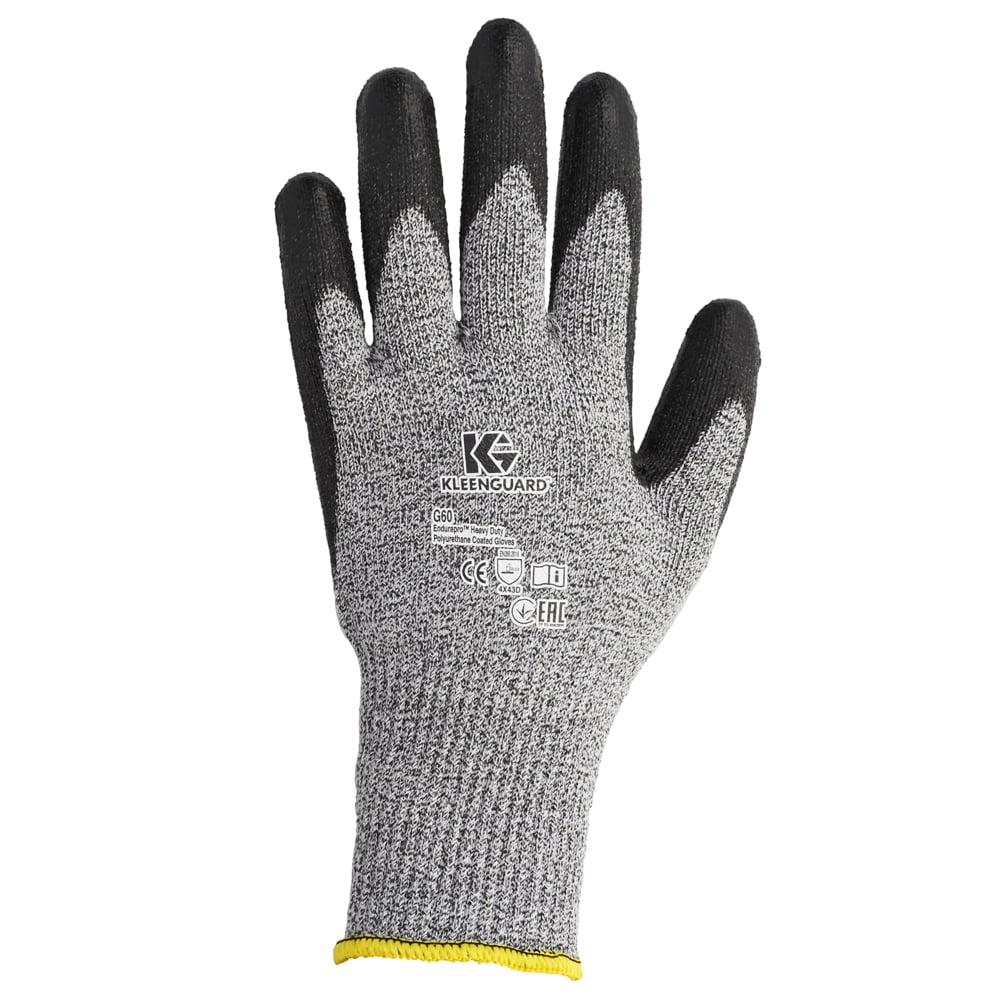 KleenGuard™ G60 EN Level 5 Polyurethane Coated Cut Resistant Gloves (98235), Black, Small, 12 Pairs / Bag, 1 Bag - 98235