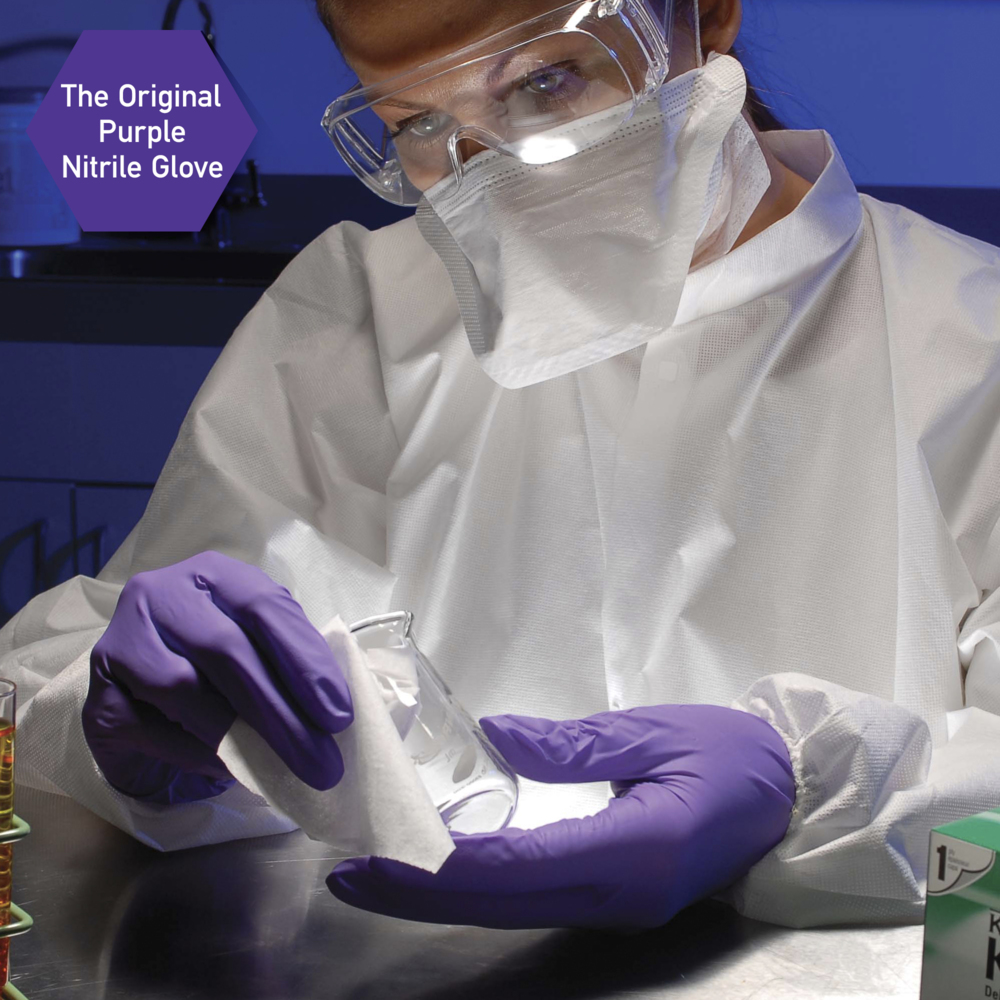 Kimberly-Clark Purple Nitrile™  Single Sterile Exam Gloves (52103), 5.9 Mil, AQL 1.0, Ambidextrous, 9.5”, Large, 100 Singles / Box, 4 Boxes / Case, 400 Gloves / Case - 52103