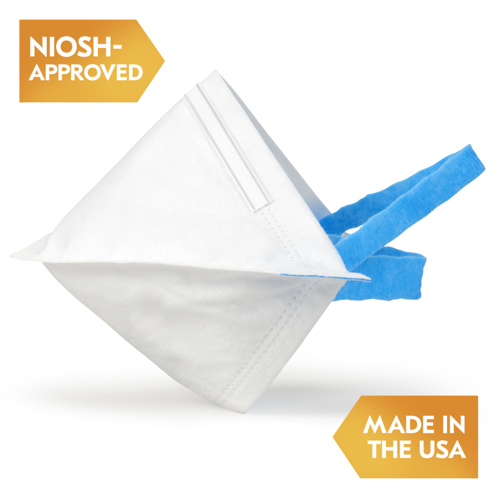 KleenGuard™ N95 Particulate Respirator: Pouch Style (54065), NIOSH-Approved, Made in USA, Small Size, 20 Respirators/Carton, 12 Cartons/Case, 240 Respirators/Case - 54065