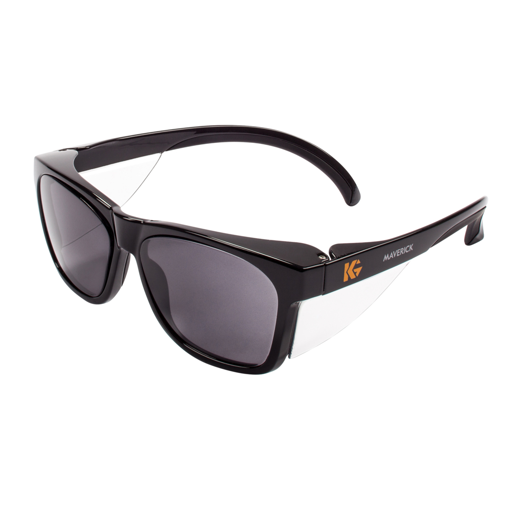 KleenGuard™ V30 Maverick™ Safety Glasses (49311), Smoke Lenses with KleenVision™ Anti-Fog coating, Black Frame, Unisex Sunglasses for Men and Women (12 Pairs/Case) - 49311