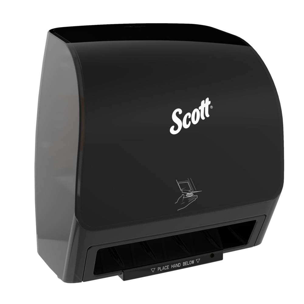 Scott® Automatic Slimroll Towel Dispensers (47196), Black, for Orange Core Scott® Slimroll Towels, 11.8" x 12.35" x 7.25" (Qty 1) - 47196