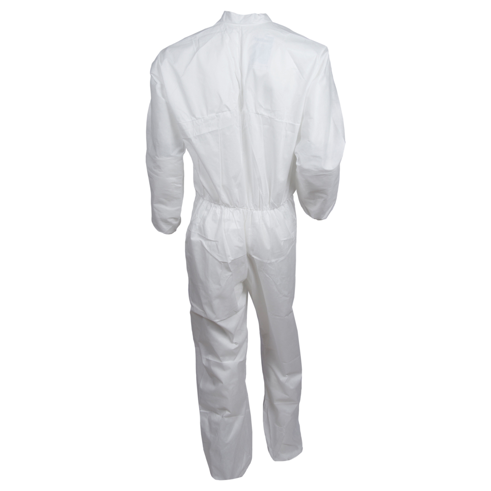 KleenGuard™ A30 Breathable Splash and Particle Protection Coveralls (46107), REFLEX Design, Zip Front, Elastic Wrists & Ankles, White, 4XL, 21 / Case - 46107