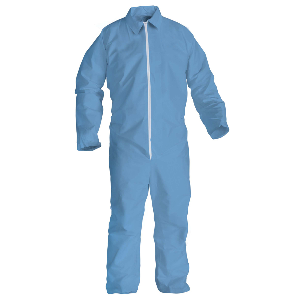 KleenGuard™ A65 Flame Resistant Coveralls (45317), Zip Front, Open Wrists & Ankles, ANSI Sizing, Anti-Static, Blue, 4XL, 21 / Case - 45317