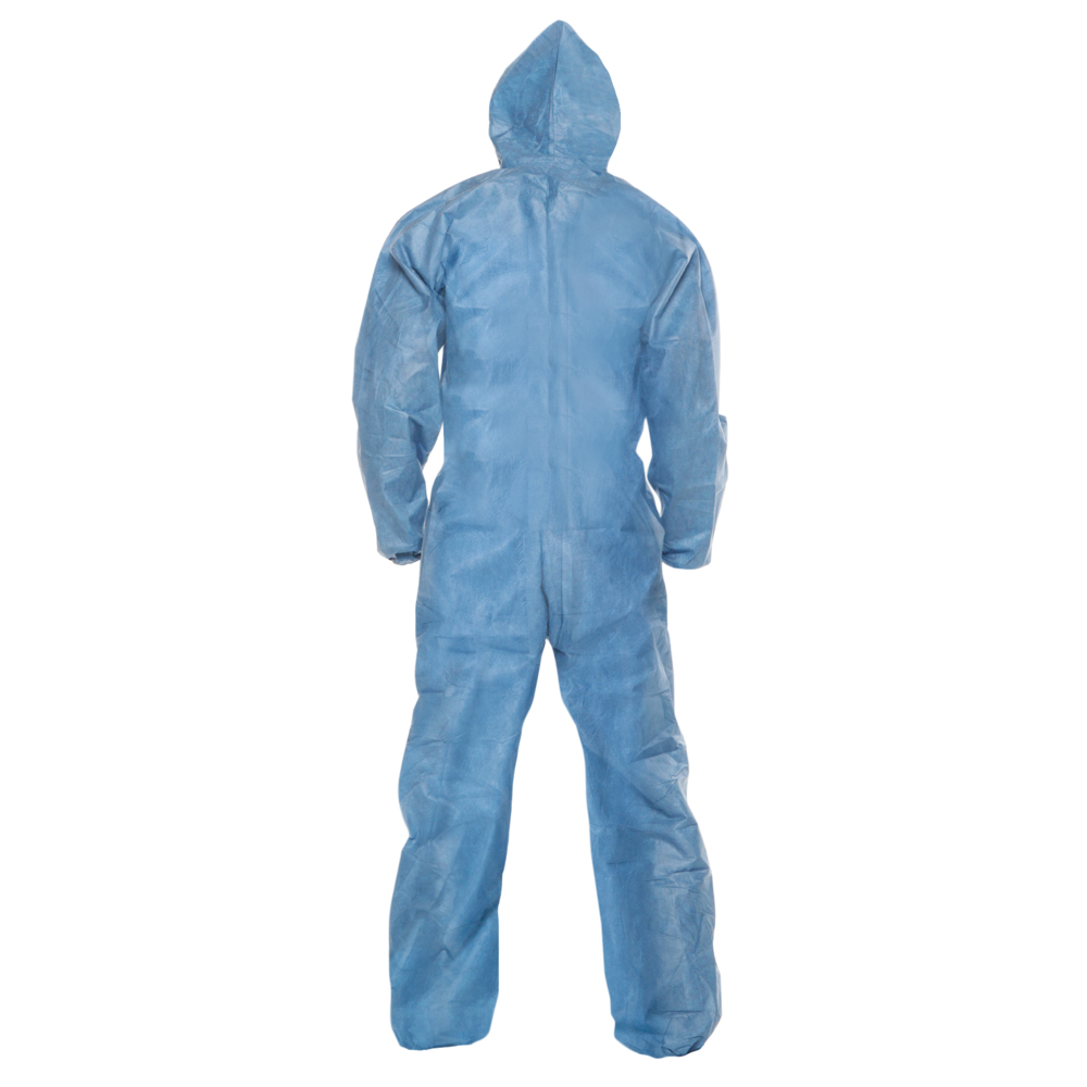 KleenGuard™ A65 Flame Resistant Coveralls (45326), Hood, Zip Front, Elastic Wrists & Ankles, ANSI Sizing, Anti-Static, Blue, 3XL, 21 / Case - 45326
