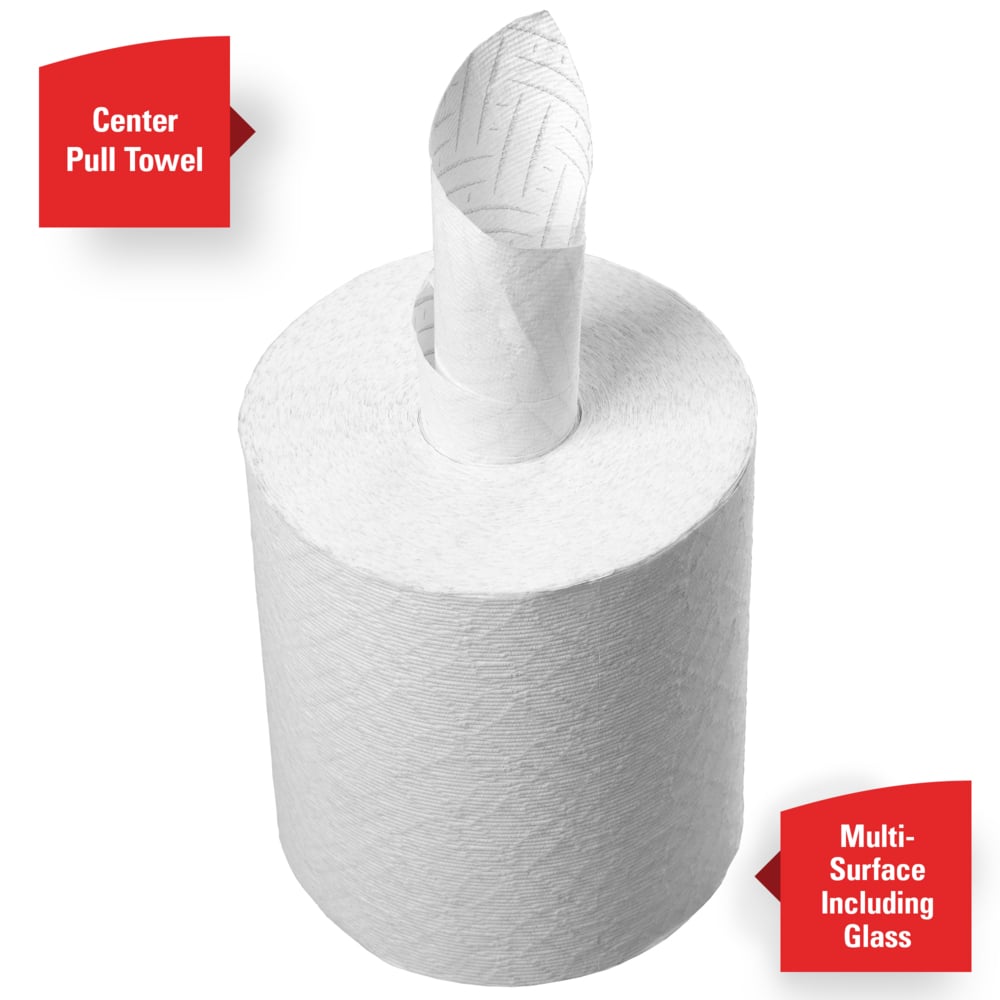 WypAll® Reach™ Towel System (53734), Center-Pull Towel, for WypAll® Reach™ Disepnser, White (340 Sheets/Roll, 6 Rolls/Case, 2,040 Sheets/Case) - 53734