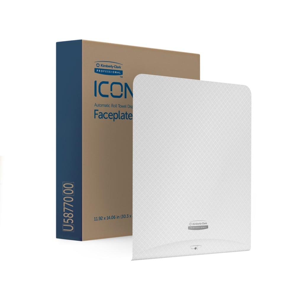 Plaque de revêtement ICON™ de Kimberly-Clark Professional (58770), avec motif de mosaïque blanche, pour distributrice automatique d’essuie-mains; une plaque de revêtement par caisse - 58770