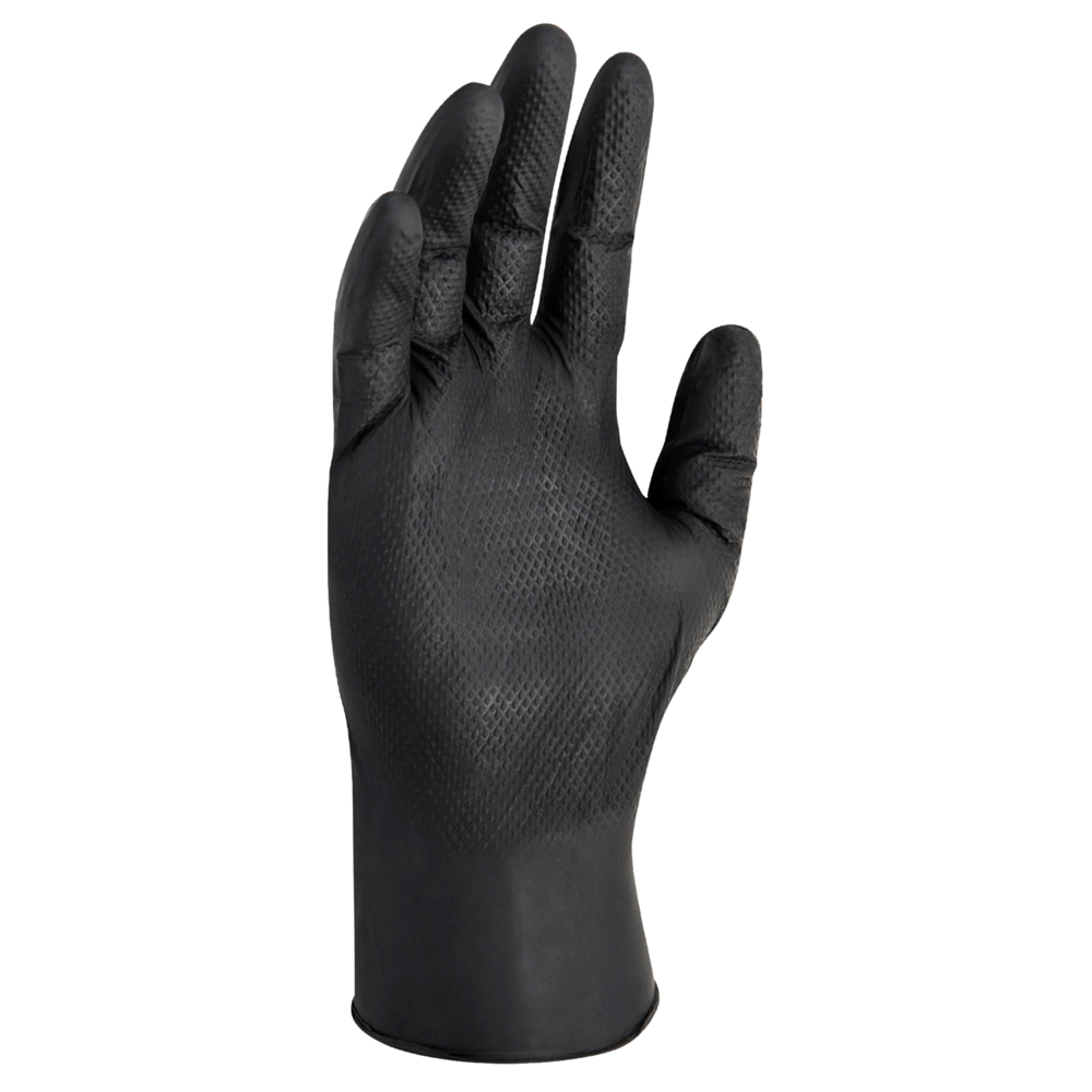 KleenGuard™ Kraken Grip Fully Textured Black Nitrile Gloves (49276), Medium (M), Powder-Free, 6 Mil, Ambidextrous, Thin Mil, 100 Gloves/Box, 10 Boxes/Case - 49276