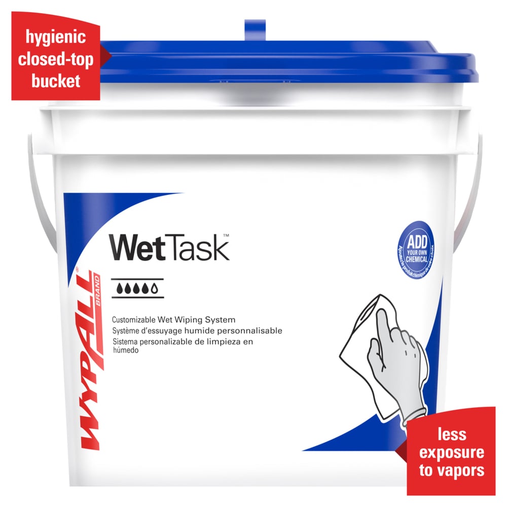 WypAll® WetTask™ Customizable Wet Wiping System Bucket (51677), Standard Size Buckets with Lids, White (4 Buckets/Case) - 51677