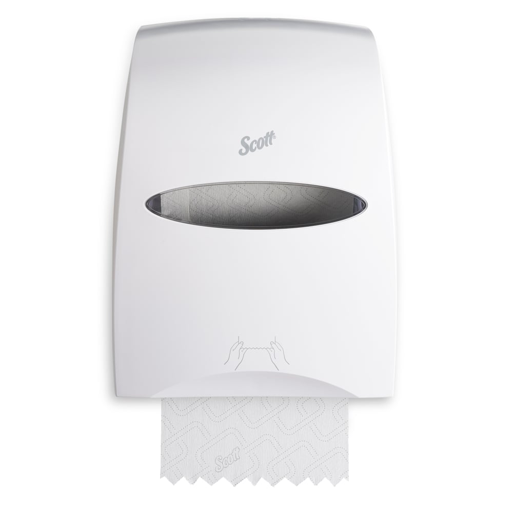 Scott® Essential™ Manual Hard Roll Towel Dispenser (46254), White, for Purple Core Scott® Roll Towels, 12.63" x 16.13" x 10.2" (Qty 1) - 46254