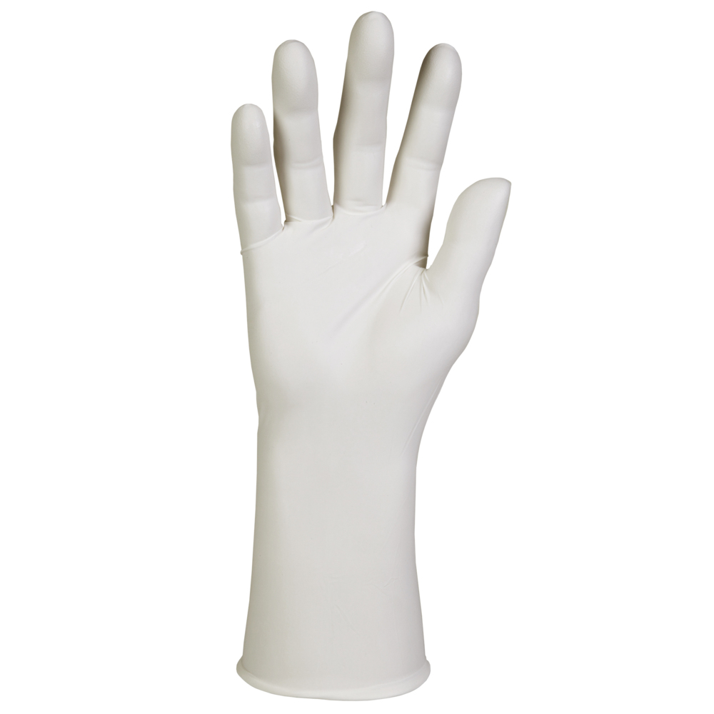 Gants stériles en nitrile blanc stériles Kimtech G3 (56892), pour les salles blanches de classe 4 ISO ou supérieures, 6 mil, spécifiques à la main, 12 po, taille 8, 200 paires/caisse, 4 sacs de 50 paires - 56892