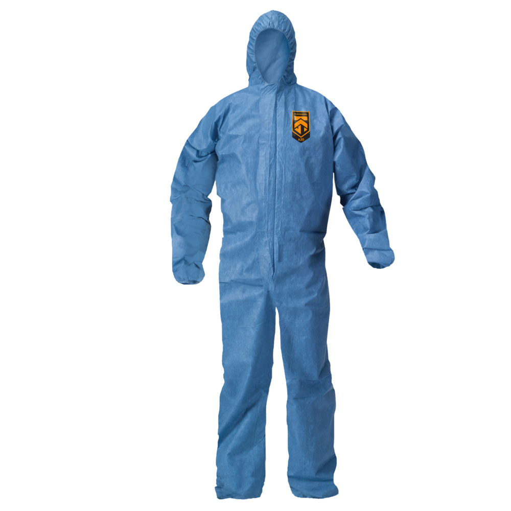 KleenGuard™ A20 Breathable Particle Protection Hooded Coveralls (58512), REFLEX Design, Zip Front, Elastic Wrists & Ankles, Blue Denim, Medium, (Qty 24) - 58512