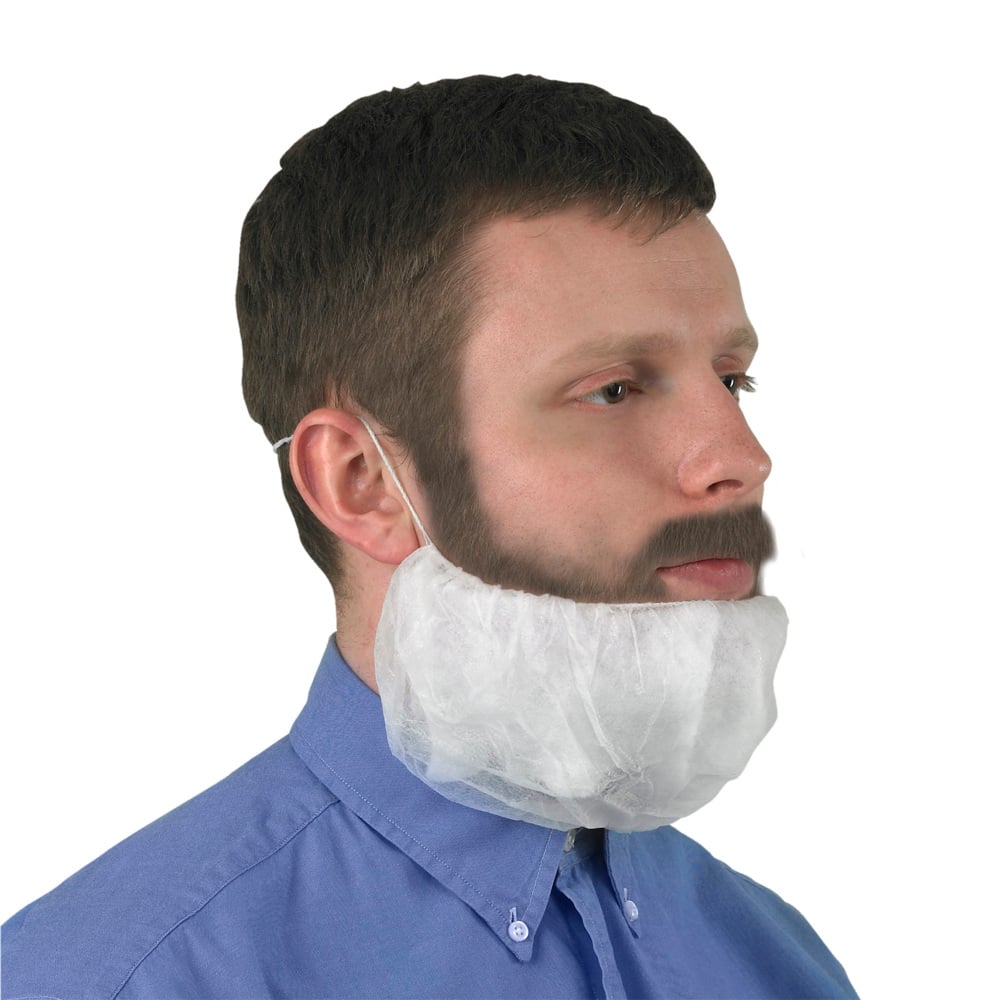 KleenGuard™ A10 Light Duty Beard Cover (66816), Breathable Material, White, XL, 10 Packs, 100 / Pack, 1000 / Case - 66816