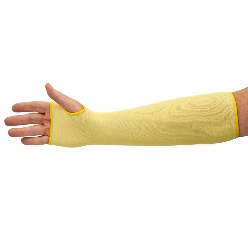 KleenGuard™ G60 Level 2 Cut Resistant Sleeve (90070), Yellow, With Thumbhole, One Size, Ambidextrous, 18” Long, 60 Sleeves / Case - 90070