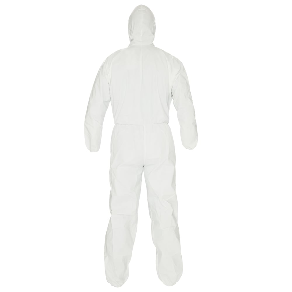 KleenGuard™ A40 Reflex™ Liquid & Particle Protection Coveralls (47998), Respirator Fit Hood, Storm Flap Zip Front, Elastic Waist, Wrists & Ankles with Thumb Loops, White, 2XL, 25  - 47998