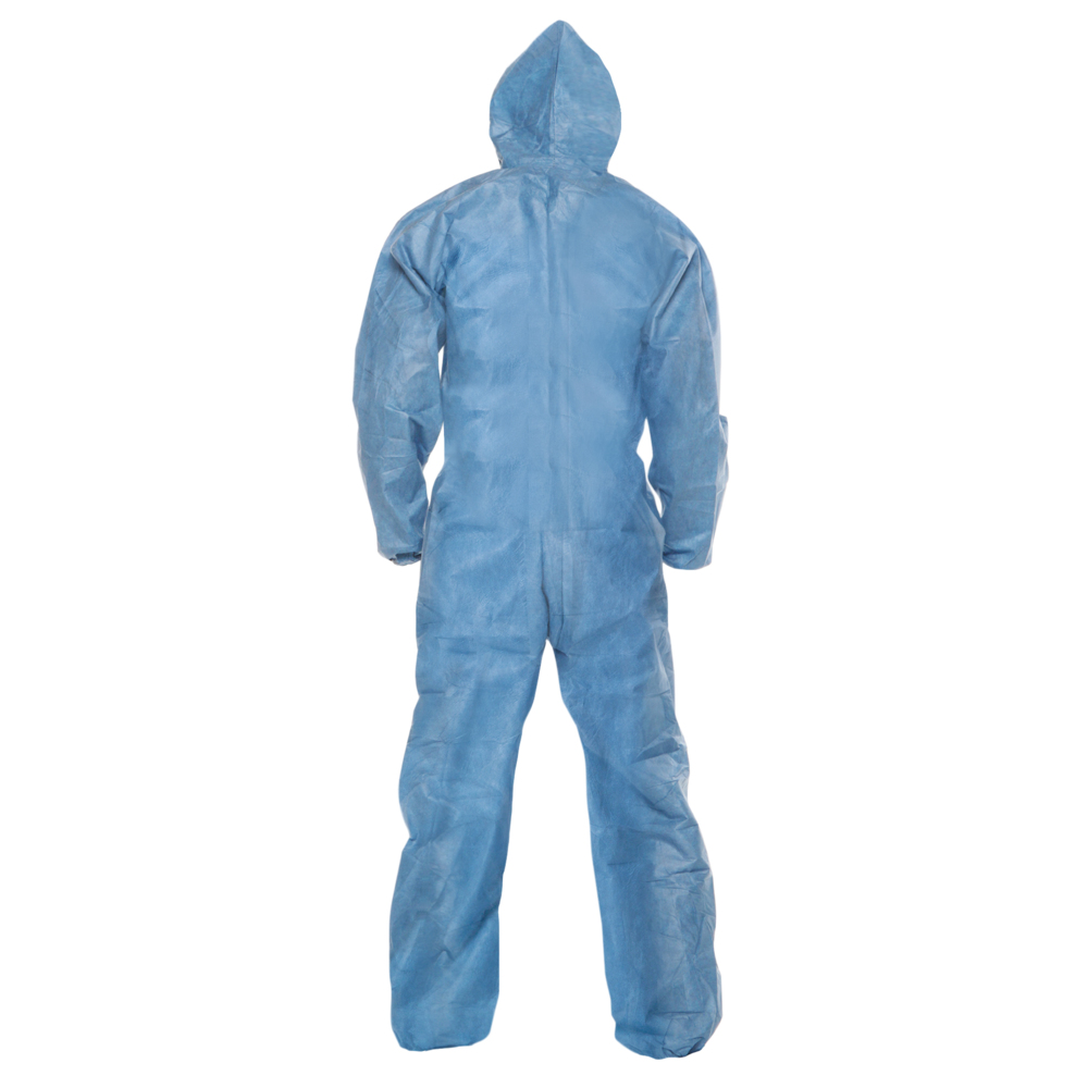 KleenGuard™ A65 Flame Resistant Coveralls (45322), Hood, Zip Front, Elastic Wrists & Ankles, ANSI Sizing, Anti-Static, Blue, Medium, 25 / Case - 45322