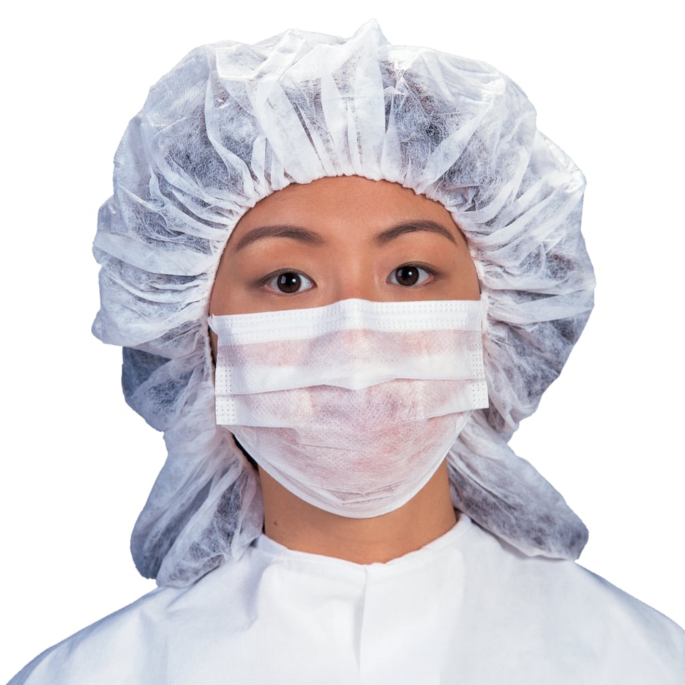 Kimtech™ M6 Pleat-Style Face Masks (62477), Knitted Ear Loops, Double Bag, White, One Size, 500 Masks / Case, 50 / Bag, 10 Bags - 62477