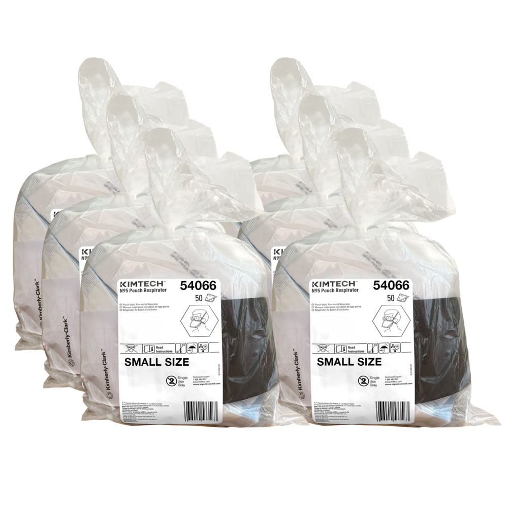 Respirateur à poche Kimtech™ N95 (54066), approuvé par le NIOSH, fabriqué aux États-Unis, de petite taille, 50 respirateurs/sac, 6 sacs/caisse, 300 respirateurs/caisse - 54066