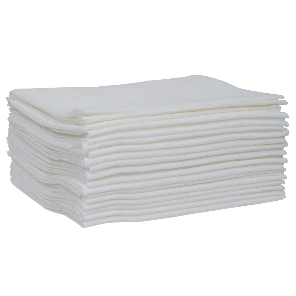 Chiffons de nettoyage moyen WypAll® L20 General Clean (47022), format à quatre plis, blancs, pliés en quatre, 12 paquets/caisse, 68 feuilles/paquet - 47022