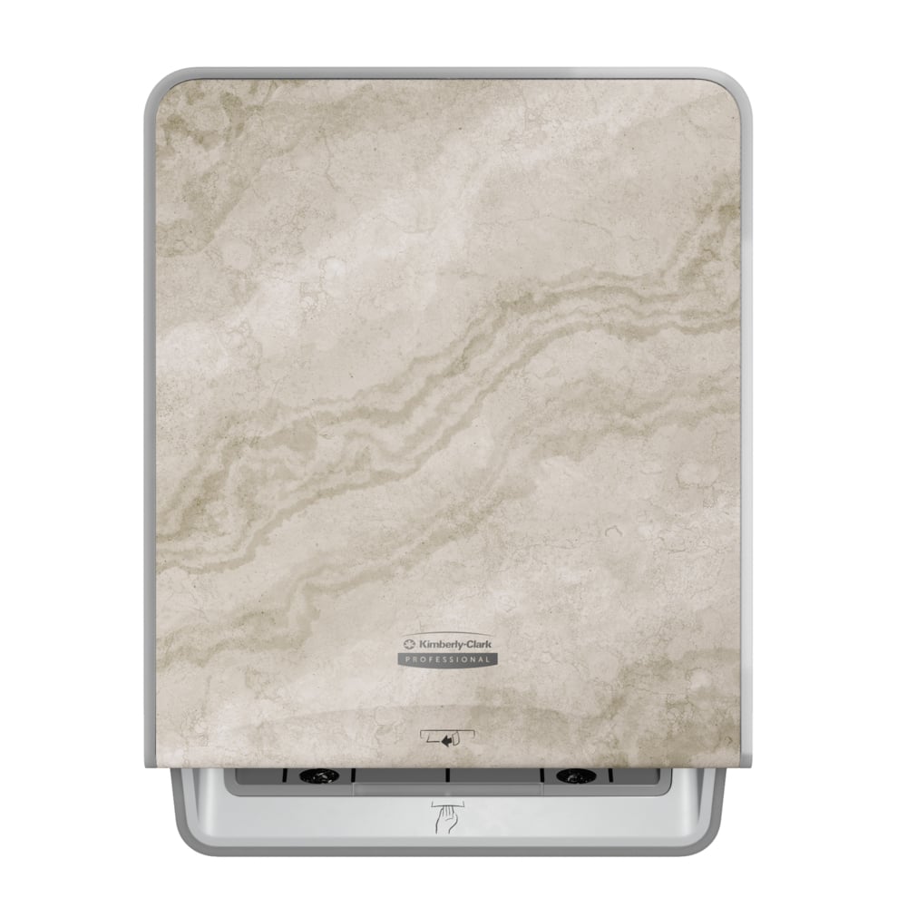 Kimberly-Clark Professional™ ICON™ Automatic Hard Roll Towel Dispenser (58740), with Warm Marble Design Faceplate, 16.53" x 12.41" x 10.19" (Qty 1) - 58740